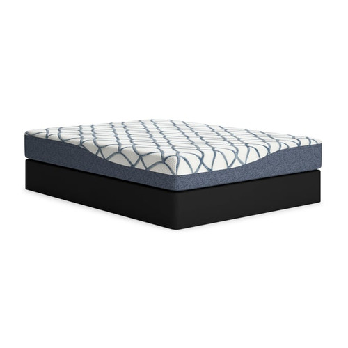 Ashley Furniture 10 Inch Chime Elite 2.0 White Blue Twin Mattress With Foundation