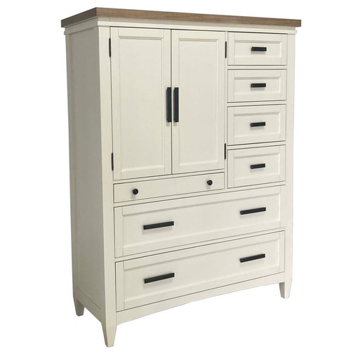 Parker House Americana Modern White 7 Drawers Door Chest with Workstation