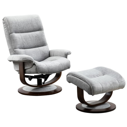 Parker House Knight Light Grey Manual Reclining Swivel Chair and Ottoman