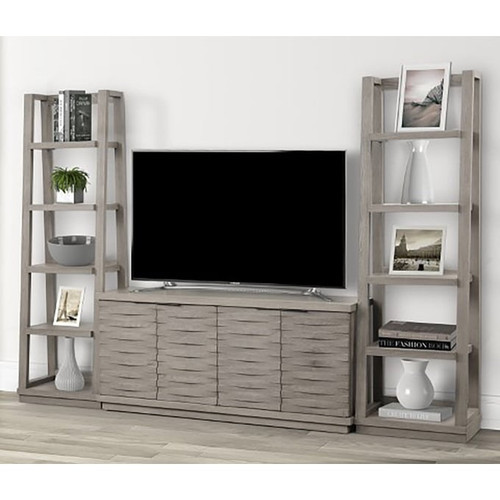 Parker House Pure Modern Grey 63 Inch Console with Pair Of Angled Etagere Bookcase Piers