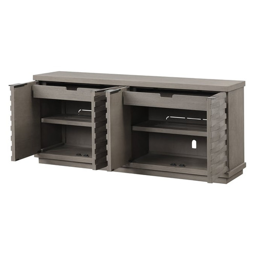 Parker House Pure Modern Grey 63 Inch Console with Pair Of Angled Etagere Bookcase Piers