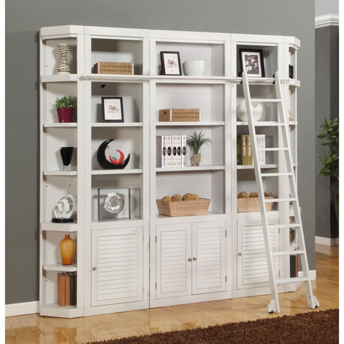Parker House Boca White 5pc Bookcase with Ladder