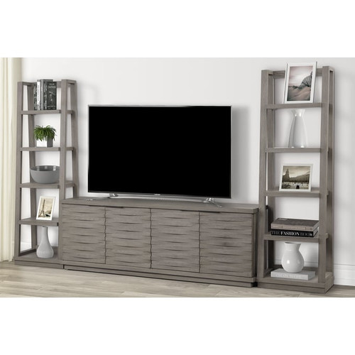 Parker House Pure Modern Grey 76 Inch Console with Pair Of Angled Etagere Bookcase Piers
