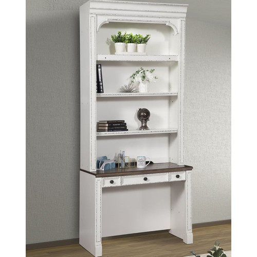 Parker House Provence Off White 2pc Library Desk with Light Kit Hutch
