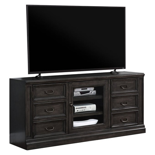 Parker House Washington Heights Washed Charcoal 66 Inch TV Console With Light Kit Hutch