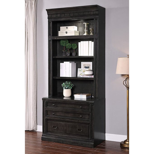 Parker House Washington Heights Dark Brown 2 Drawers Lateral Files with Light Kit Hutch