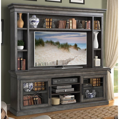 Parker House Sundance Grey Brown 92 Inch Console with Hutch and Back Panel