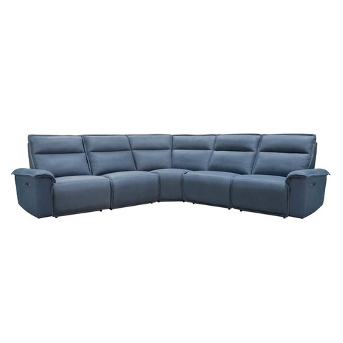 Parker House Perimeter Blue 5pc Power Reclining Sectional with Headrests