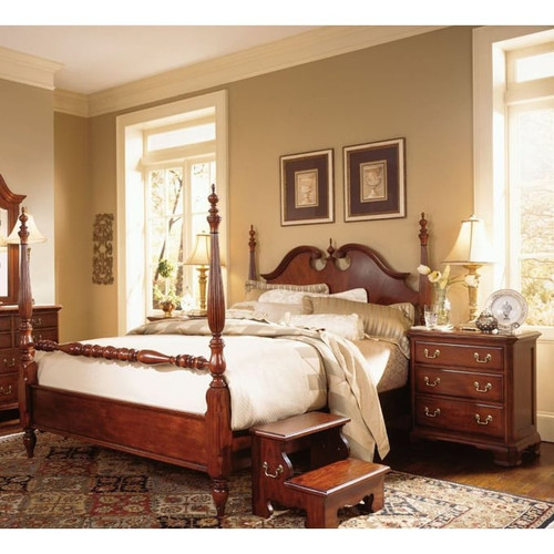 American Drew Cherry Grove 4pc Bedroom Set With King Low Poster Bed