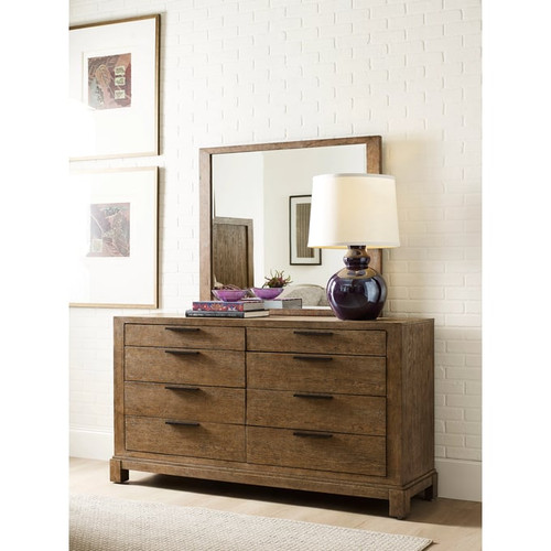 American Drew Sutton Medium Stain Smoke Dresser And Mirror