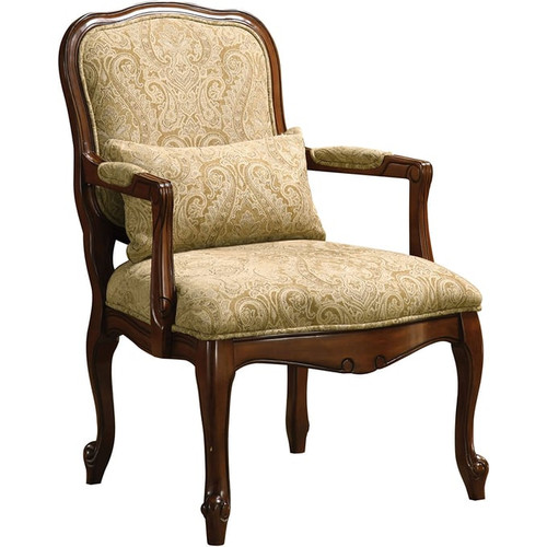 Furniture of America Waterville Beige Dark Cherry Accent Chair