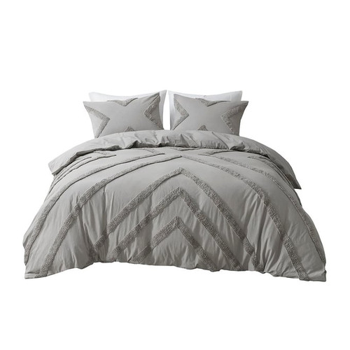 Olliix Urban Habitat Beck Grey Cotton Chenille Twin Twin XL Duvet Cover Set