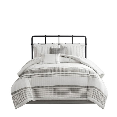 Olliix Harbor House Morgan White Grey King 6pc Cotton Jacquard Oversized Comforter Set