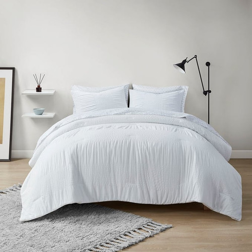 Olliix Madison Park Essentials Nimbus White Full 7pc Comforter Set with Bed Sheets