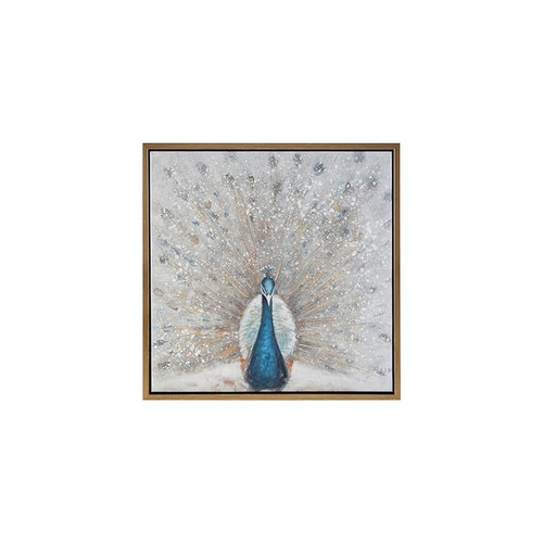 Olliix Madison Park Gilded Peacock Blue Neutral Framed Canvas Wall Art