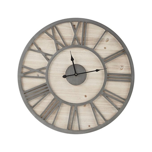 Olliix Madison Park Mason Natural Grey 23.6 Inch Wood Wall Clock