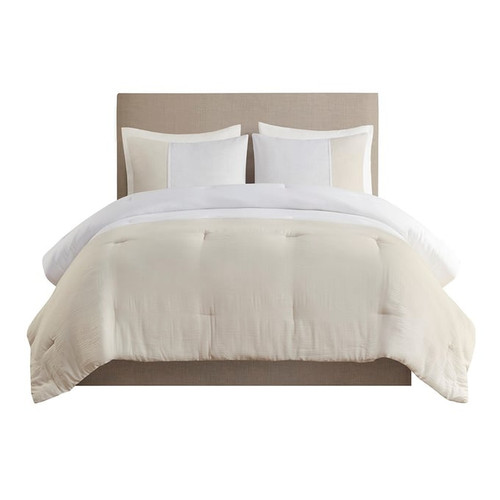 Olliix Beautyrest Miro Natural Full Queen 3pc Gauze Oversized Comforter Set