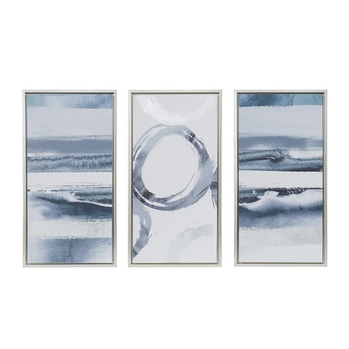 Olliix Madison Park Grey Surrounding Silver Foil Abstract 3pc Framed Canvas Wall Art Set