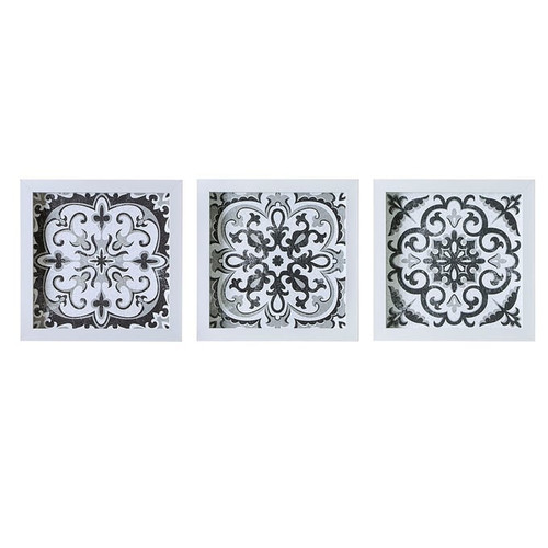 Olliix Madison Park Black White Medallion Tile 3pc Wall Decor Set
