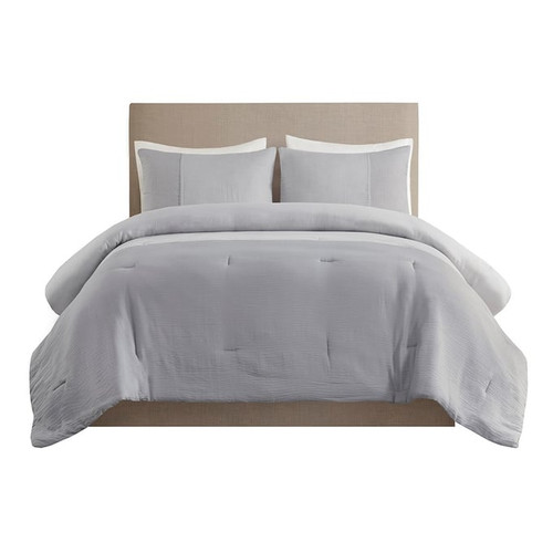 Olliix Beautyrest Miro Gray King Cal King 3pc Gauze Oversized Comforter Set