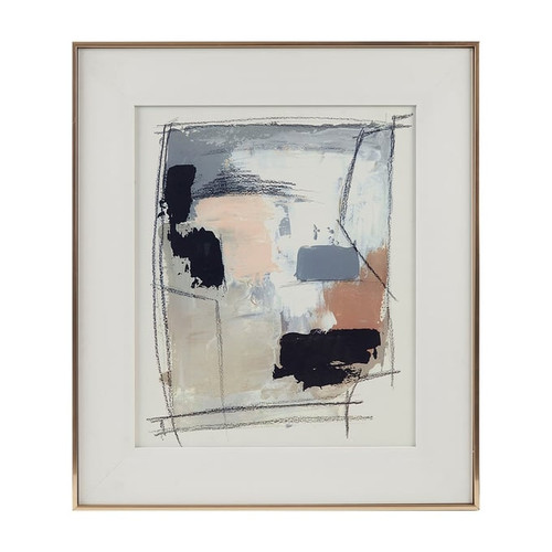 Olliix Madison Park Abstract Reveal Neutral Framed Glass Gallery Matted Wall Art