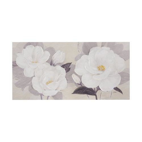 Olliix Madison Park Midday Bloom Florals White Embellished Canvas Wall Art