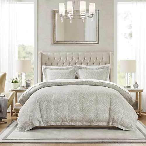 Olliix Croscill Home Bernini Gray Full Queen 3pc Duvet Set