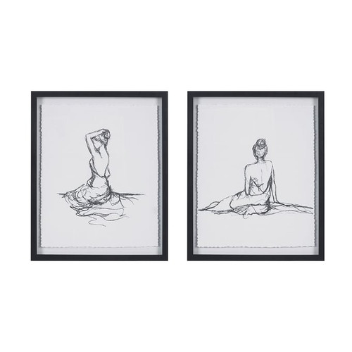 Olliix Madison Park Feminine Figures Black White Sketch 2pc Wall Art Set
