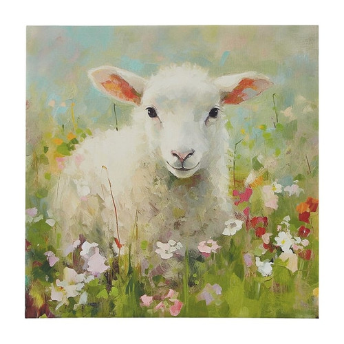 Olliix Intelligent Design Sunshine Animals Lamb Green Canvas Wall Art