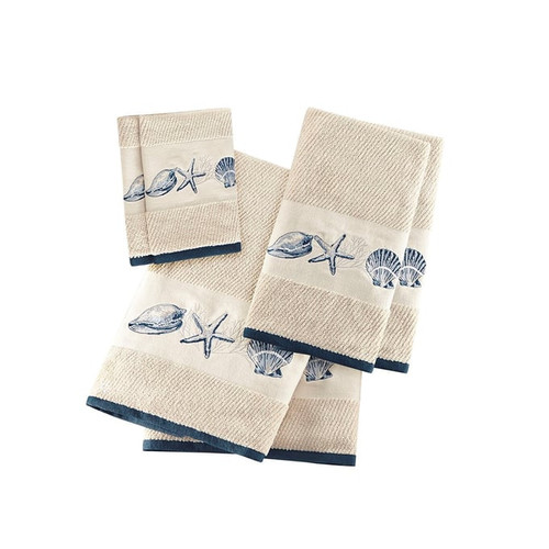Olliix Madison Park Bayside Blue Embroidered Cotton Jacquard 6pc Towel Set