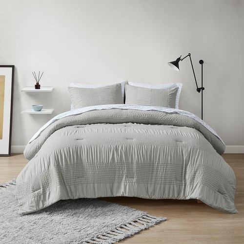 Olliix Madison Park Essentials Nimbus Grey Full 7pc Comforter Set with Bed Sheets