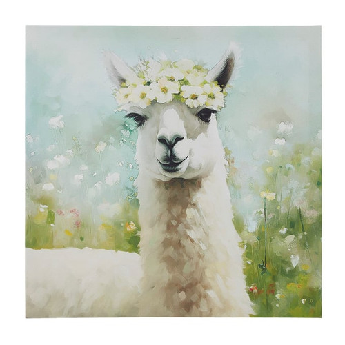 Olliix Intelligent Design Sunshine Animals Llama Green Canvas Wall Art