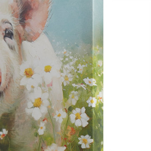 Olliix Intelligent Design Sunshine Animals Pig Green Canvas Wall Art