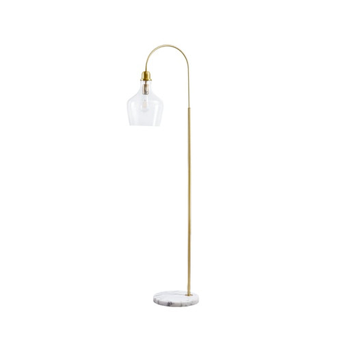 Olliix Hampton Hill Auburn Gold Arched Floor Lamp with Marble Base