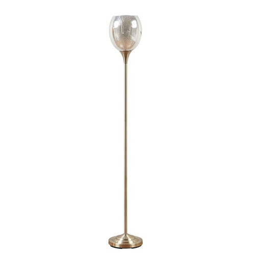 Olliix Hampton Hill Bellow Antique Brass Uplight Floor Lamp with Mercury Glass Shade