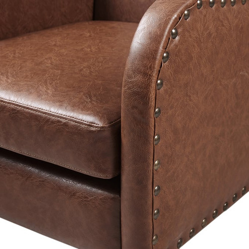 Olliix INK IVY Ferguson Brown Faux Leather Accent Chair