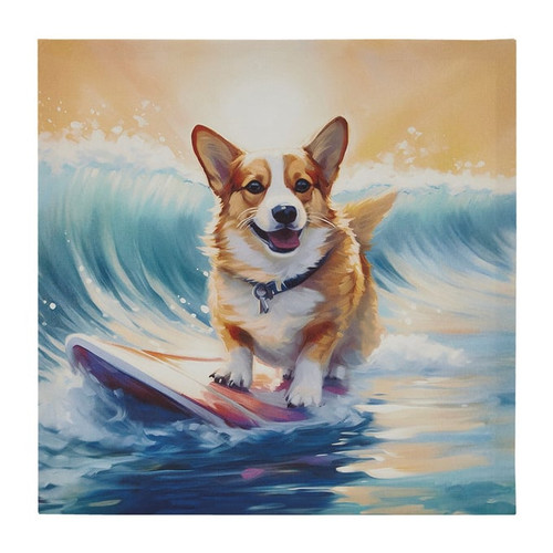 Olliix Intelligent Design Beach Dogs Corgi Blue Canvas Wall Art