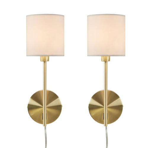 2 Olliix Hampton Hill Conway Gold Metal Wall Sconces with Cylinder Shade