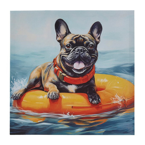 Olliix Intelligent Design Beach Dogs Frenchie Blue Canvas Wall Art