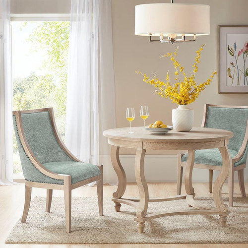 Olliix Martha Stewart Elmcrest Linen Dining Chairs With Nailhead Trim