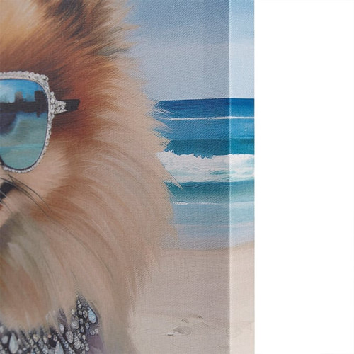 Olliix Intelligent Design Beach Dogs Pomeranian Blue Canvas Wall Art