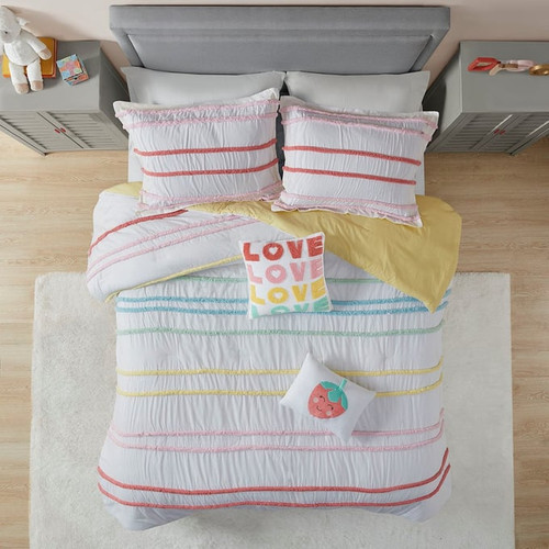 Olliix Urban Habitat Kids Haisley Pink Twin Cotton Comforter Sets With Chenille Trim