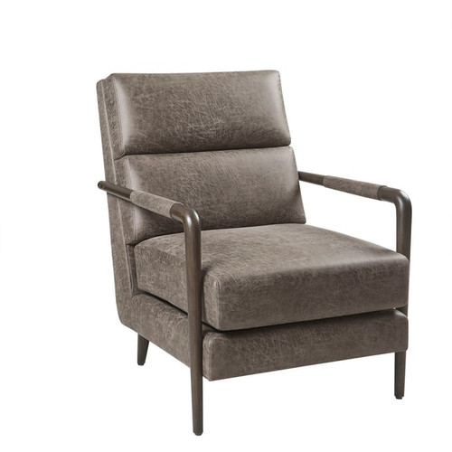 Olliix Madison Park Gavin Brown Faux Leather Channel Accent Armchair