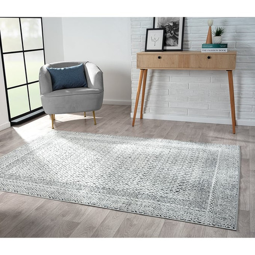 Olliix Madison Park Kenzie Grey Cream Moroccan Bordered Global Woven Area Rugs