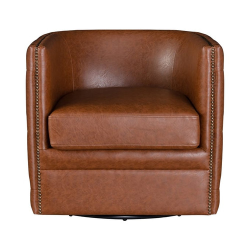 Olliix Madison Park Capstone Brown Tufted Barrel Swivel Chair