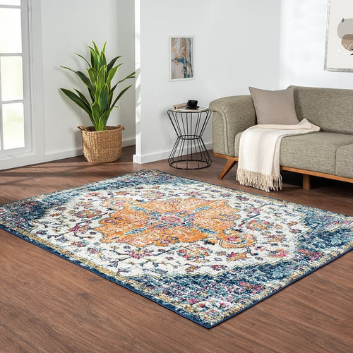 Olliix Madison Park Mateo Blue Boho Medallion Woven Area Rugs