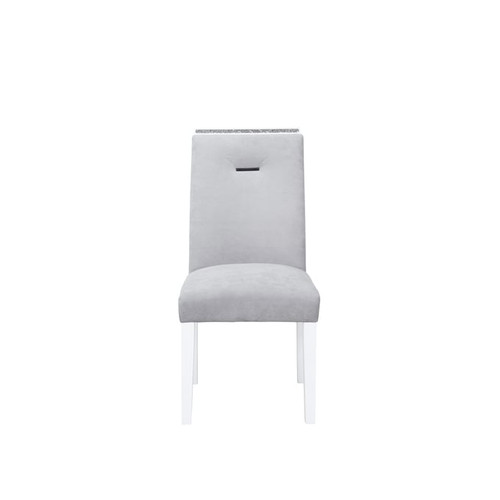 2 Global Furniture Monaco Light Grey White Dining Chairs