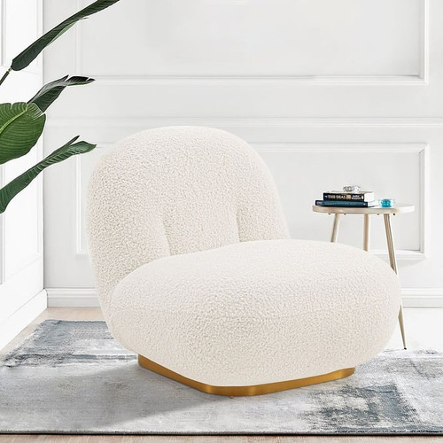 Manhattan Comfort Edina White Boucle Accent Chairs