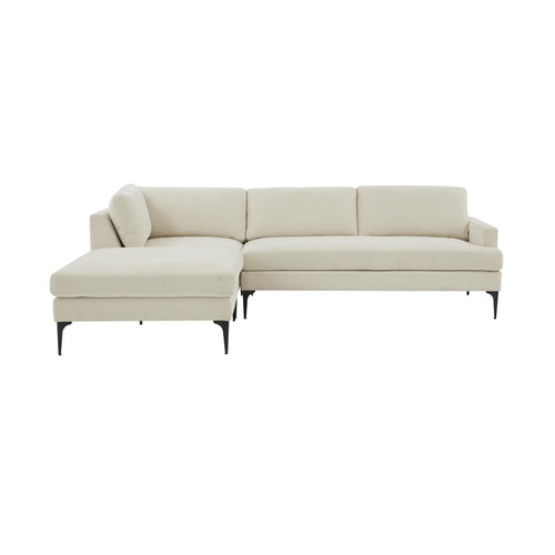 TOV Furniture Serena Cream Velvet LAF Chaise Sectional with Black Legs