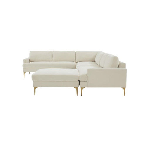 TOV Furniture Serena Cream Velvet Large Chaise Sectional